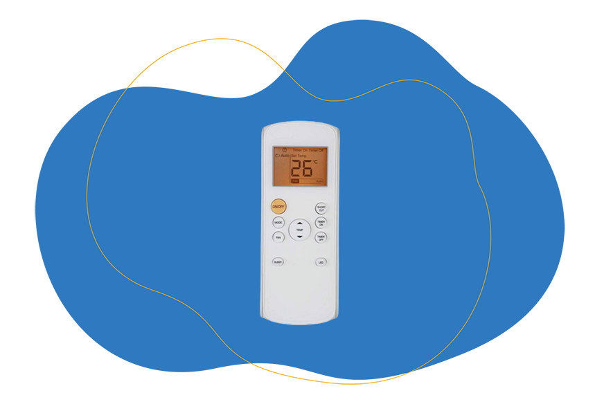 Die Fernbedienung der mobilen Klimaanlage Midea Europe Comfee